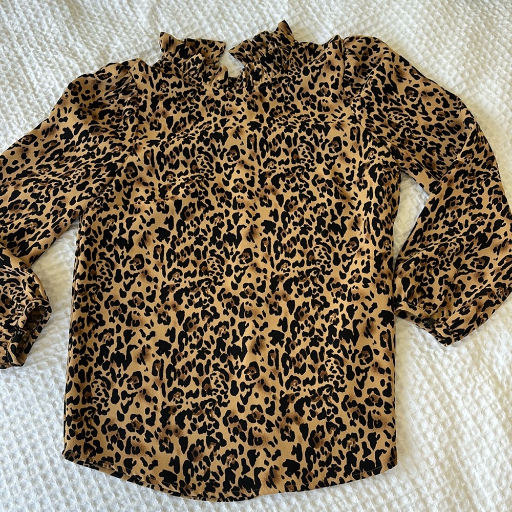 J. Crew high ruffle neck top